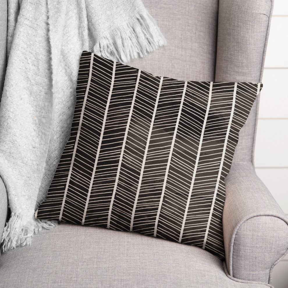 Black Chevron Lines 18x18 Indoor/Outdoor Pillow