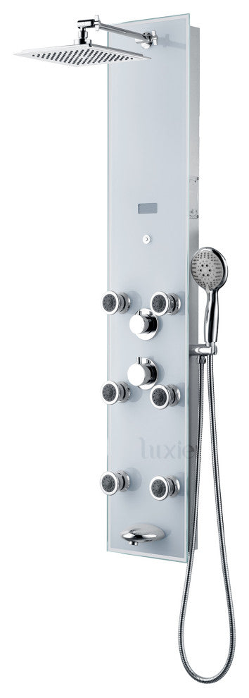 Luxier 51" 6-Jet Shower Panel With Rainfall Shower Head Hand Shower, White