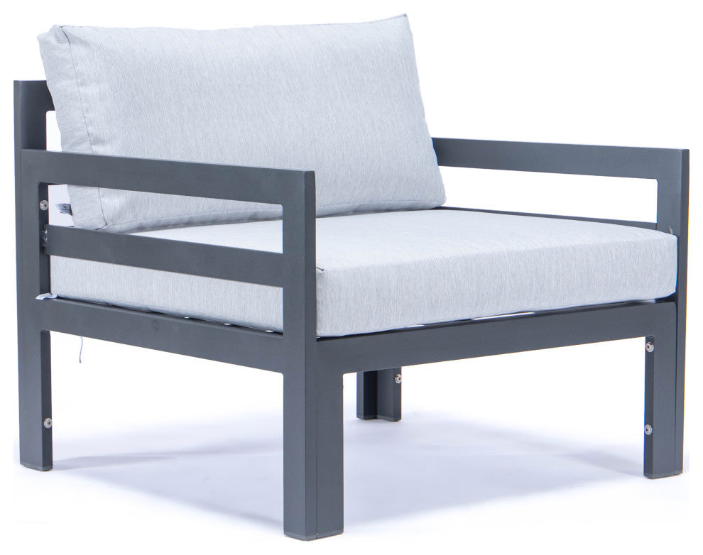 LeisureMod Chelsea 7-Piece Patio Sectional With Coffee Table, Light Gray