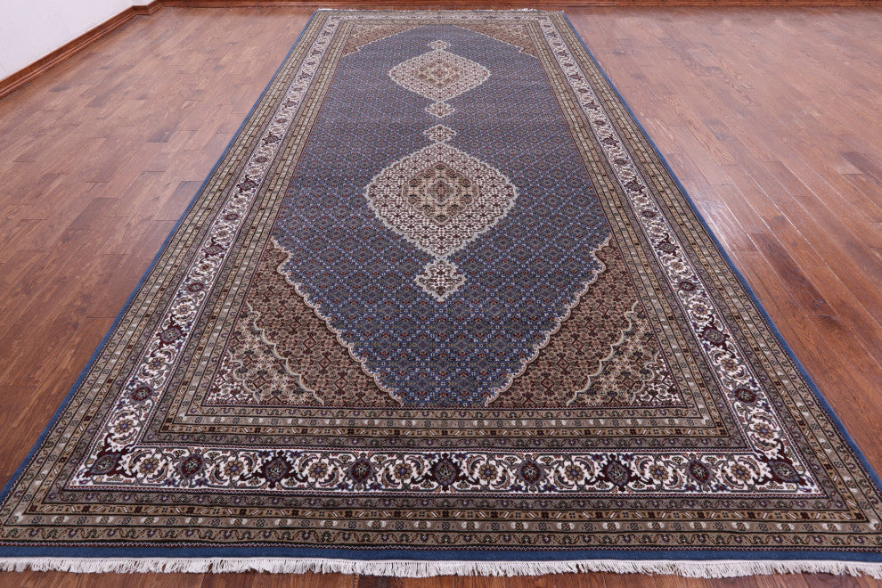 Handmade Wool and Silk Persian Tabriz Rug 8' 3" X 16' 9" Q8911