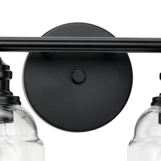 Ambrose Collection 13" 2-Light Matte Black Clear Glass Bath Vanity Light