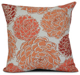 16x16", Floral Outdoor Pillow, Orange