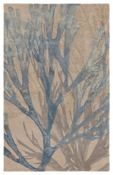 Atoll Handmade Animal Pattern Blue/ Tan Area Rug 5'X8'