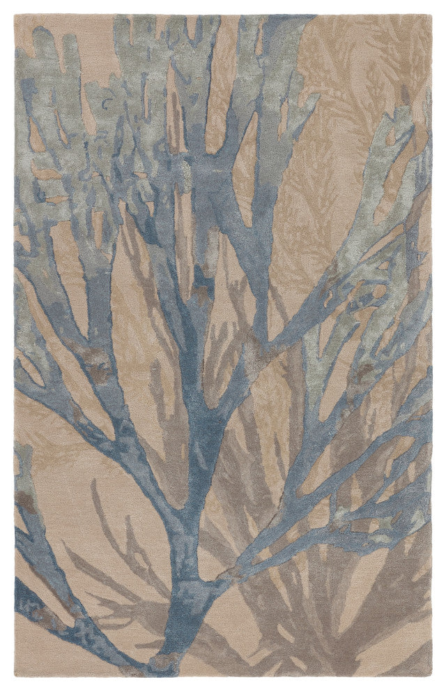 Atoll Handmade Animal Pattern Blue/ Tan Area Rug 5'X8'