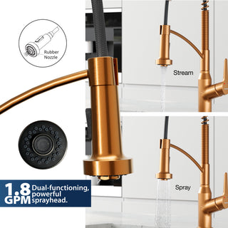 Karran Single-Handle Pull-Down Sprayer Kitchen Faucet, Brushed Copper