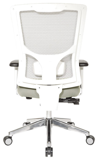 Progrid White Mesh High Back Chair With 2-Way Adjustable Arms and Seat Slider