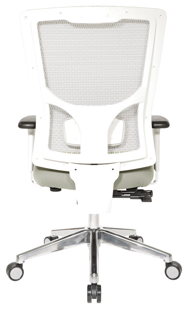 Progrid White Mesh High Back Chair With 2-Way Adjustable Arms and Seat Slider