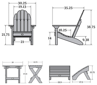 1 Essential Adirondack Chair, 1 Essential Ottoman, 1 Essential Side Table, Canyon