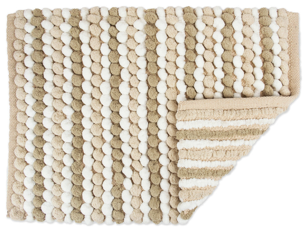 DII Bath Microfiber Mat Taupe Stripe 21"x34"