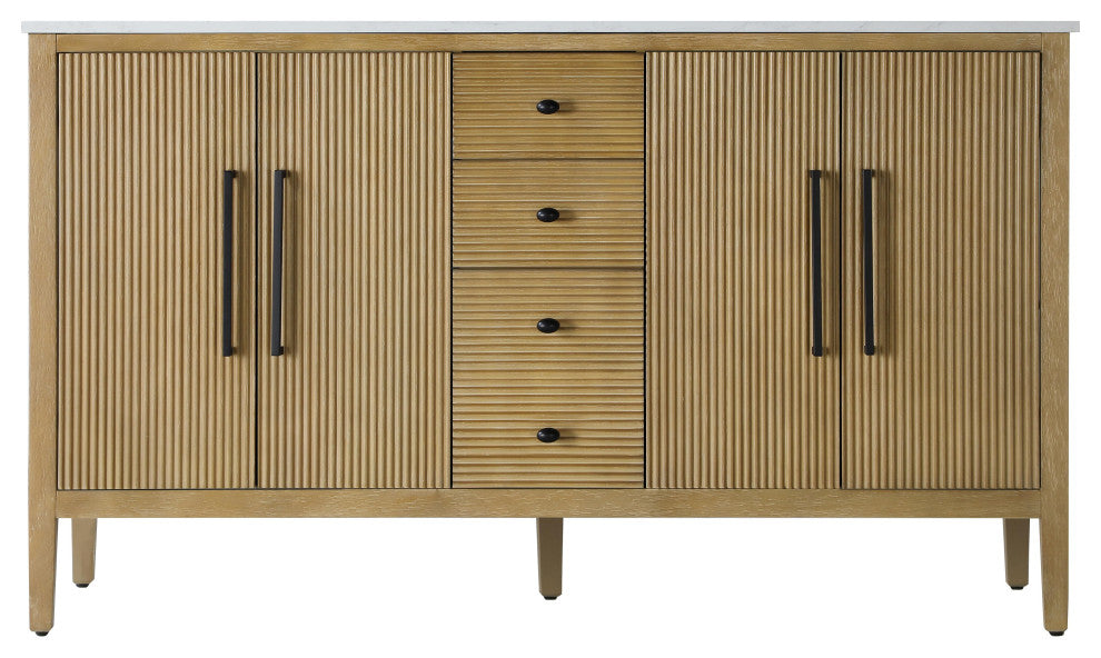 Home Living 60" Double Bathroom Vanity, Linen Oak