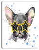 Black French Bulldog with Stars, Animal Canvas Wall Art, 28"x60"