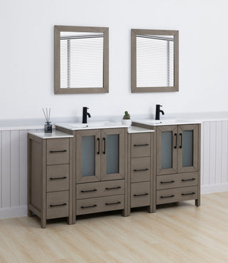 Vanity Art Vanity Set With Ceramic Top, 72", Driftwood Gray