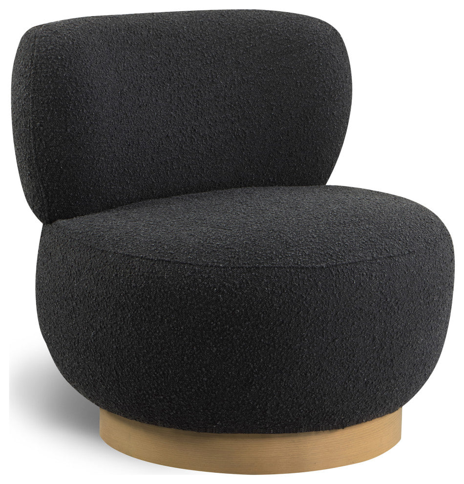 Calais Accent Chair, Black, Natural Oak Veneer Base