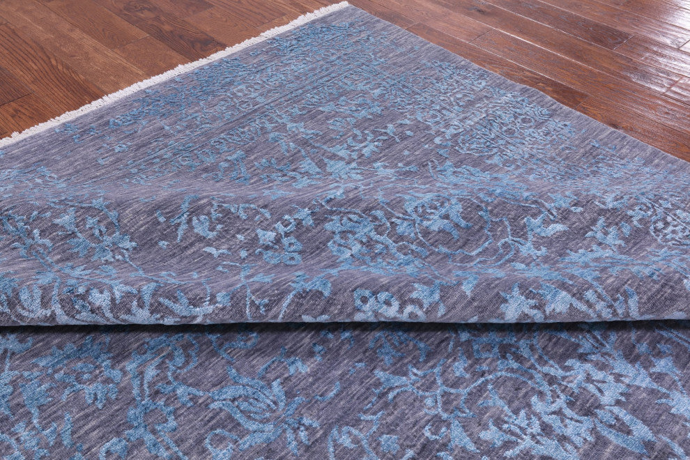 8' 1" X 10' 4" Modern Hand-Knotted Wool and Silk Rug Q8436