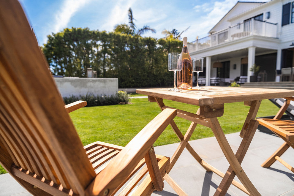 Nordic Style Natural Teak Square Folding Patio Table 28"
