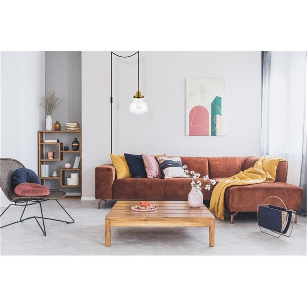 Living District Lye 1-Light Mid-Century Metal Pendant in Brass