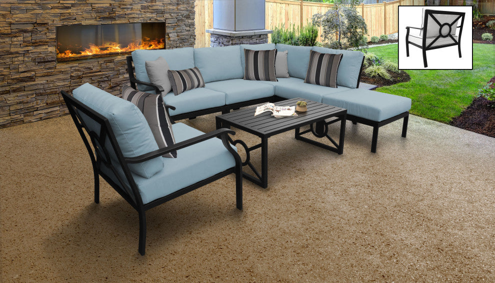 kathy ireland Madison Ave. 7 Piece Aluminum Patio Furniture Set 07f, Tranquil