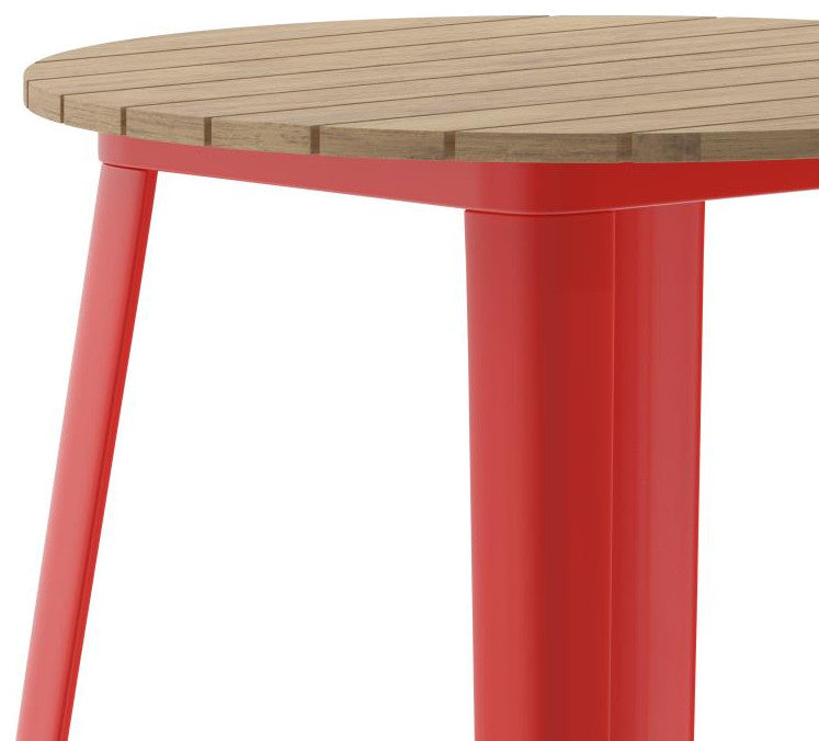 Declan Commercial Indoor/Outdoor Round Bar Top Table, 30", Brown/Red