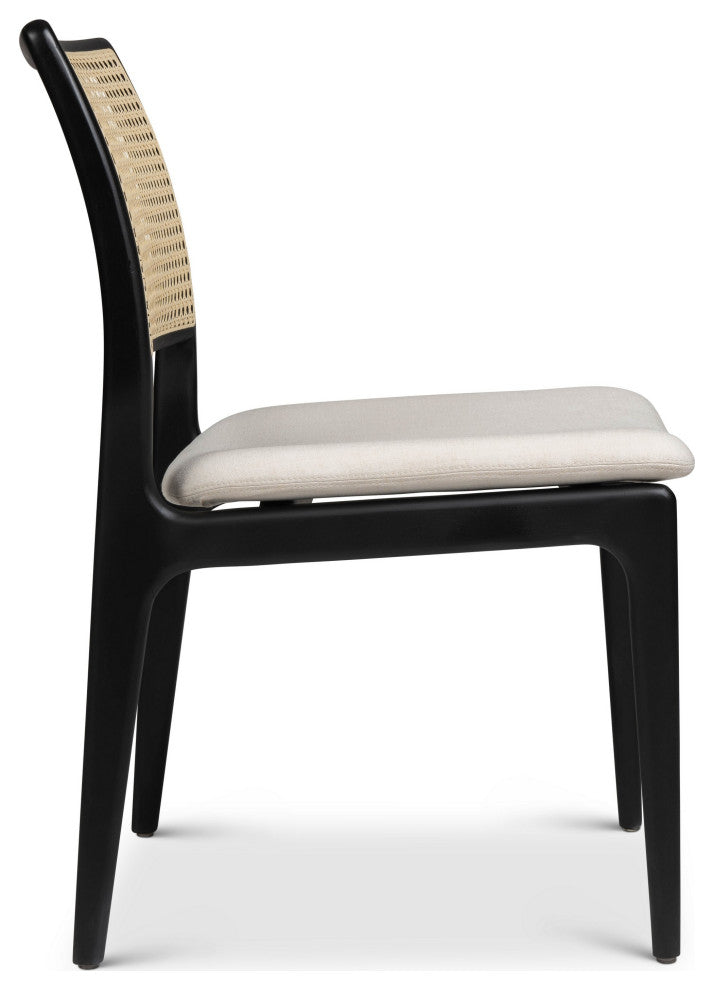 Charlotte, Cane Side Chair, Alabaster Seat, Ebano Frame, Natural Cane Webbing