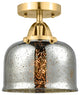 Large Bell Semi-Flush Mount, Satin Gold, Silver Plated Mercury