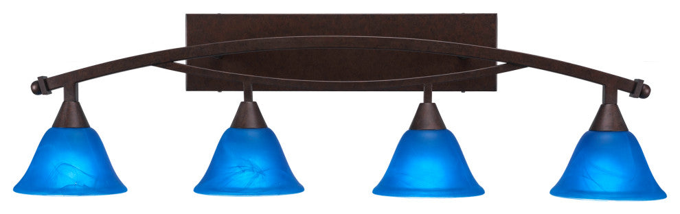 Bow 4 Light Bath Bar, 7" Blue Italian Glass