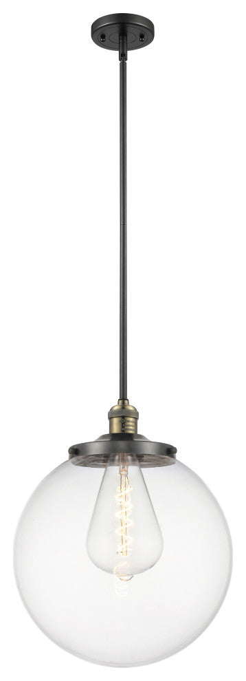 Beacon Pendant, Black Antique Brass, Clear