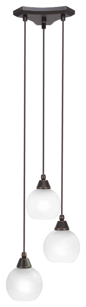 Europa 3-Light Cluster Pendalier, Dark Granite/White Marble