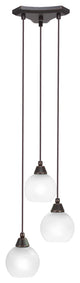 Europa 3-Light Cluster Pendalier, Dark Granite/White Marble