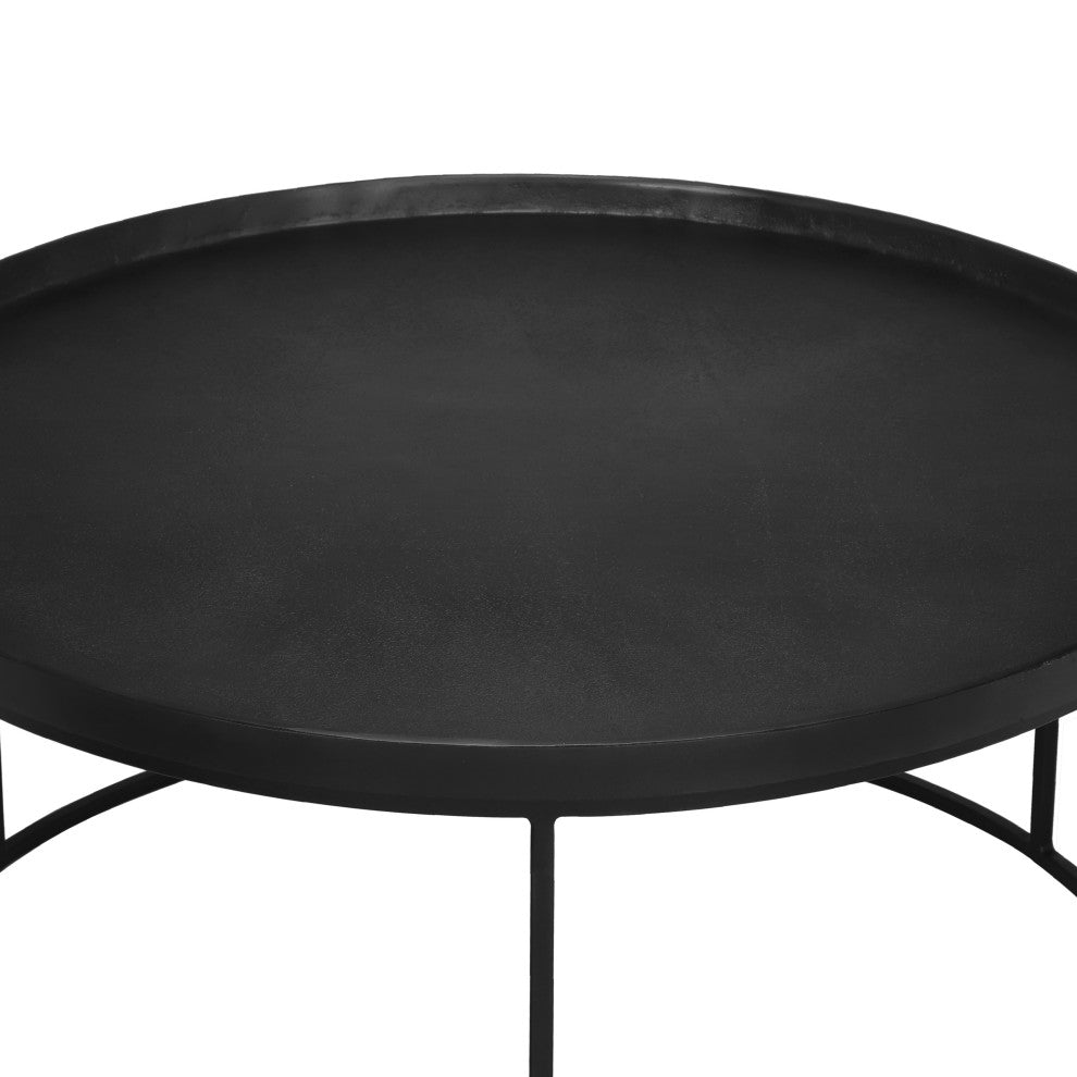 Elements Sana Coffee Table, Antique Zinc Top, Black Frame