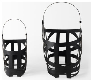 Tyrell Matte Black Metal Decorative Baskets (Set of 2)