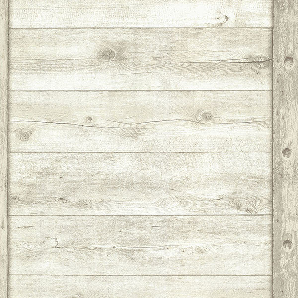 Photorealistic Weathered Shiplap Wallpaper, Warm Off-White, Bolt