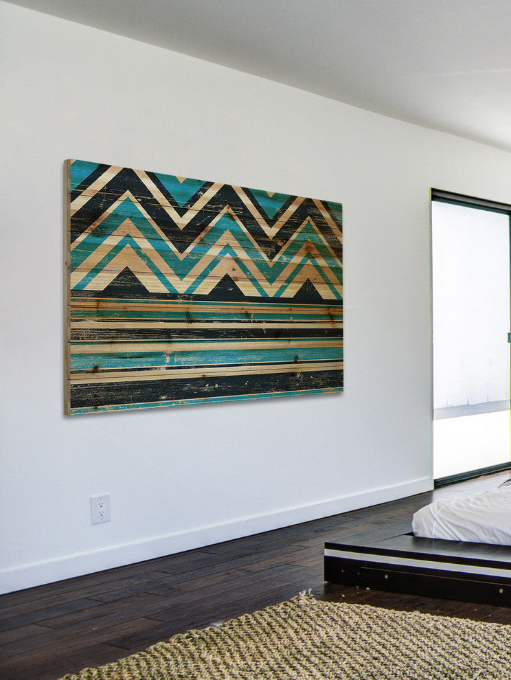 "Angles on Top" Painting Print on Natural Pine Wood