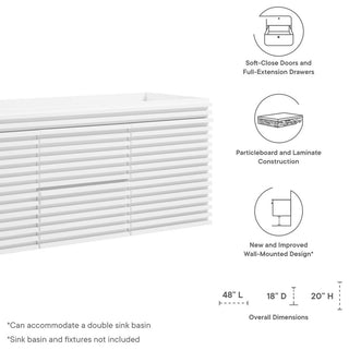 Render 48" Wall-Mount Bathroom Vanity Cabinet, White
