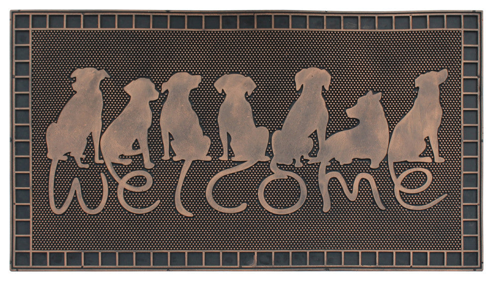 A1HC Dogs Tails Welcome Rubber Pin Mat, Beautifully Copper Finished 18"x30"