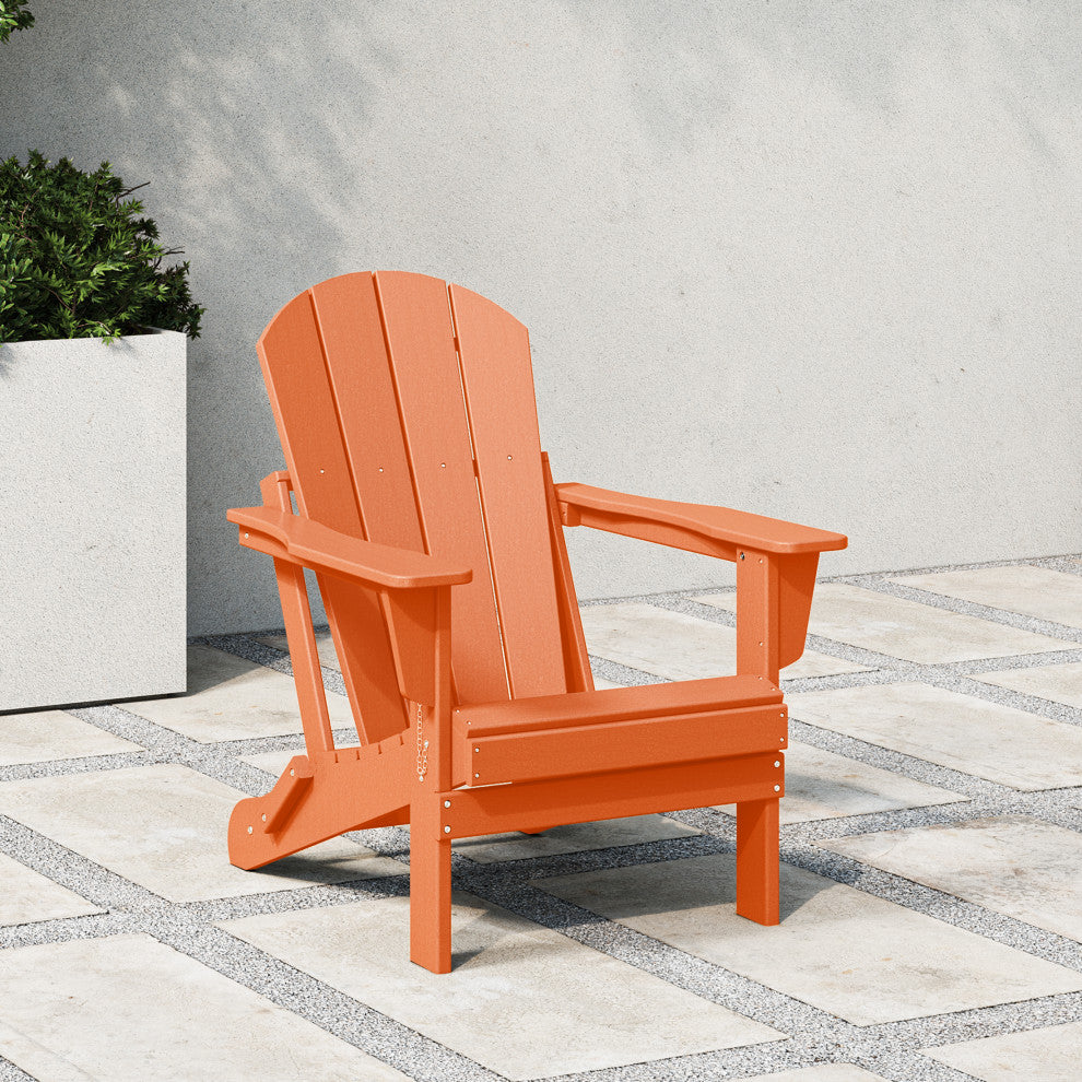 HDPE Outdoor Patio Folding Poly Adirondack Chair, Orange