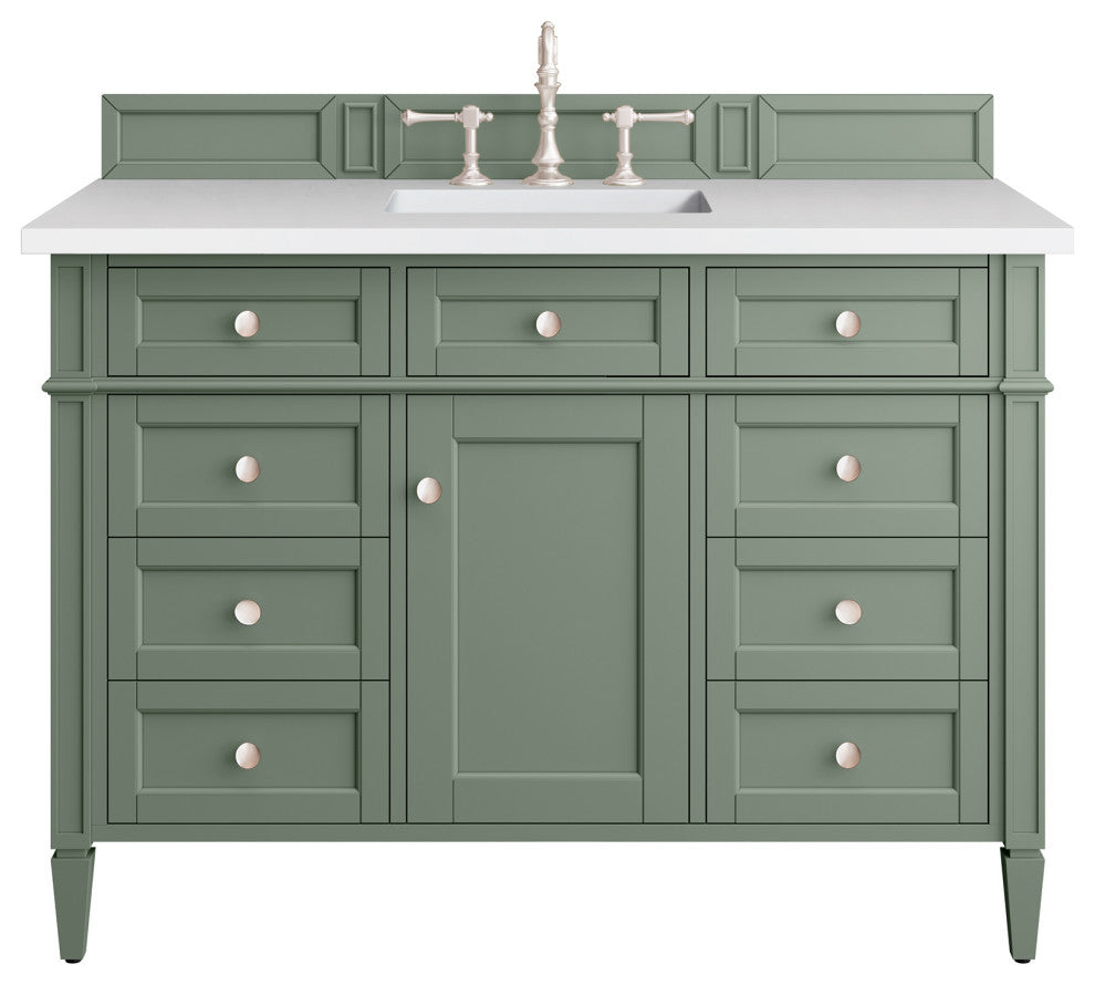 Brittany 60" Double Vanity, Smokey Celadon,  White Zeus Quartz Top