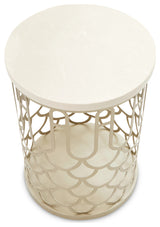 La Marisia Marble End Table, Creamy Pearl/Champagne