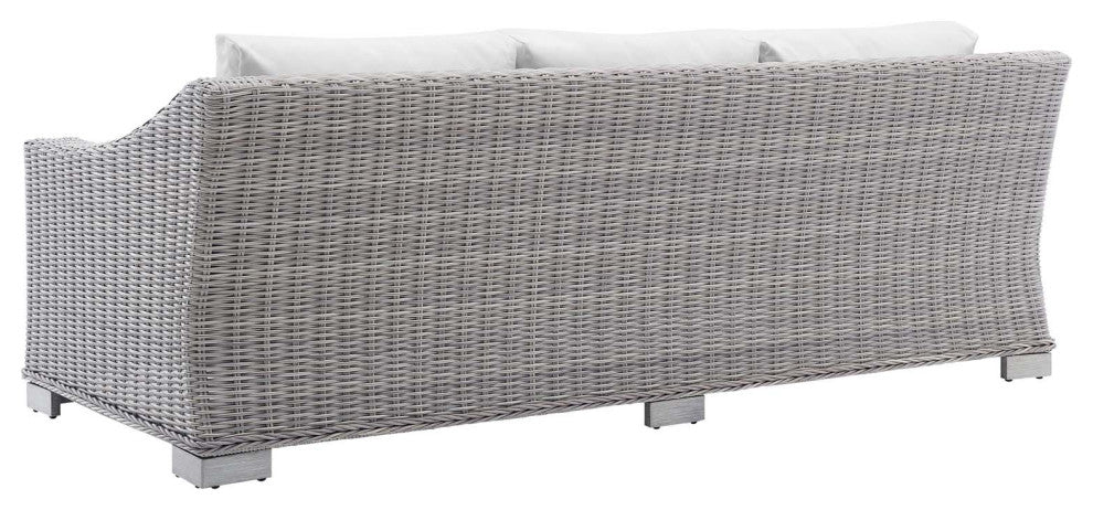 Lounge Sofa, Sunbrella, Rattan, Wicker, Gray White, Modern, Outdoor Patio