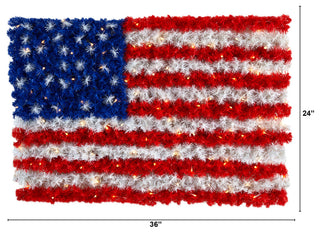 3"x2" Red, White, and Blue "American Flag" Wall Panel With 100 Warm LED Lights