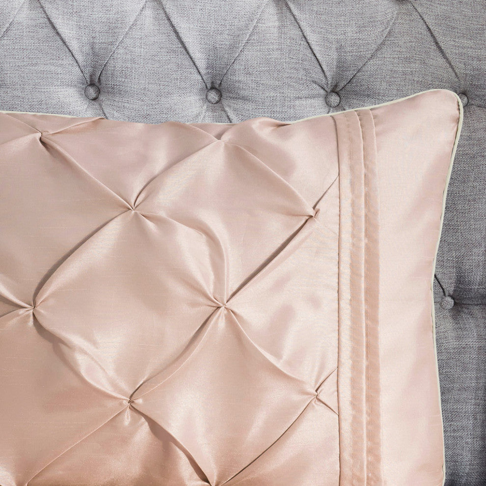 Madison Park Laurel 7 Piece Tufted Comforter Set in Blush
