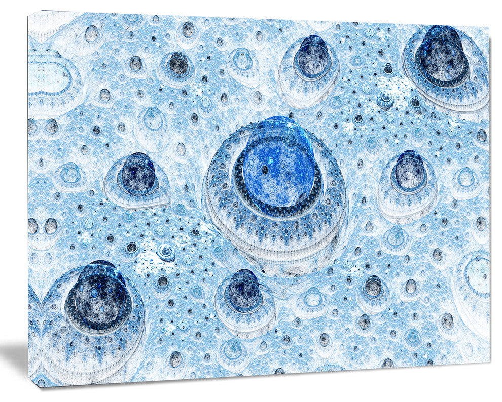 Light Blue Fractal Exotic Planet, Oversized Abstract Canvas Art Print, 60x40