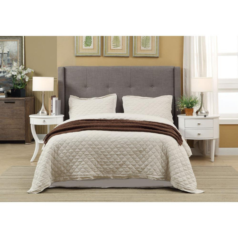 Madeleine Wingback Upholstered Headboard in Dolphin Linen