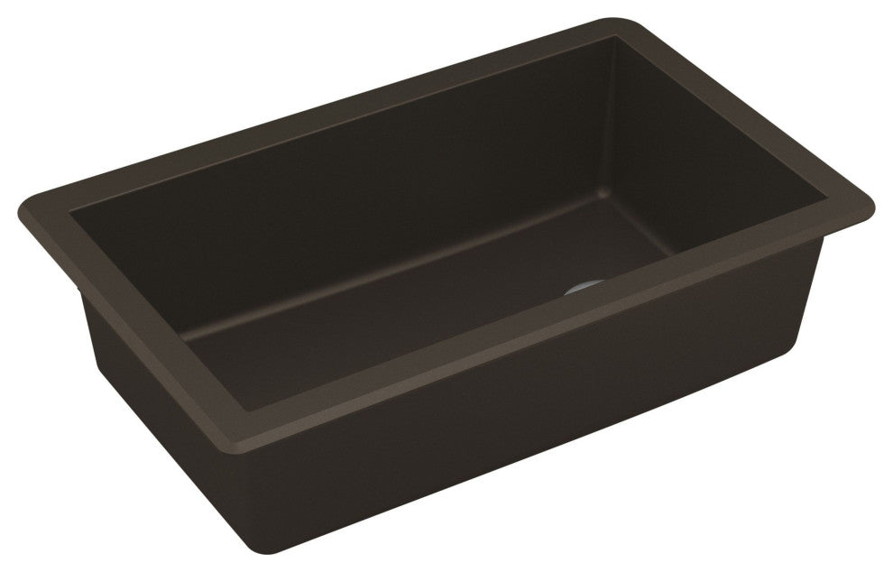 Karran Undermount Quartz 32" Single Bowl Kitchen Sink Kit, Brown