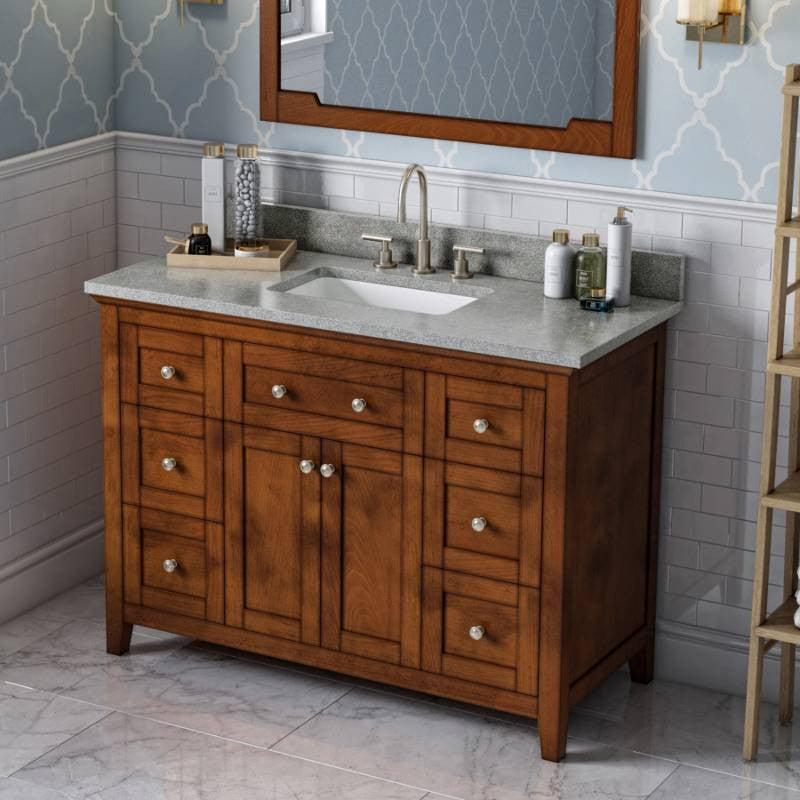 Chatham Traditional 48" Chocolate Single Sink Vanity, Steel Grey Cultured Marble