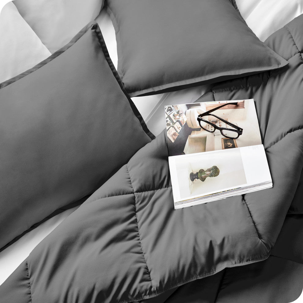 Bare Home Down Alternative Comforter Set, Gray, Twin/Twin Xl