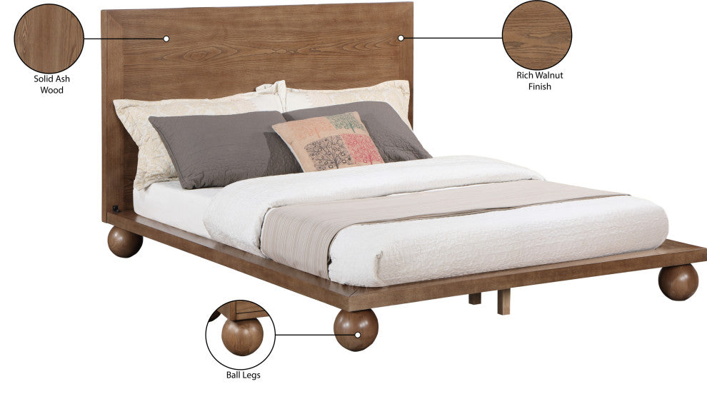 Kent Solid Ash Wood Bed, Walnut, King