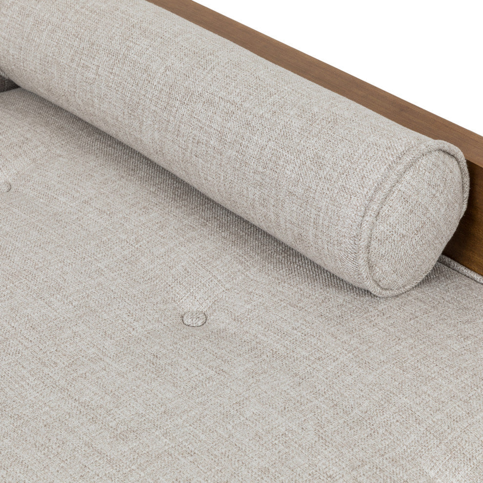 Haddie Fabric Chaise Sectional, Beige and Dark Walnut