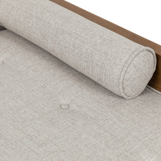 Haddie Fabric Chaise Sectional, Beige and Dark Walnut