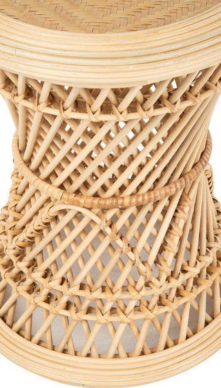 Coron Rattan Stool, Side Table/Planter Stand, Natural