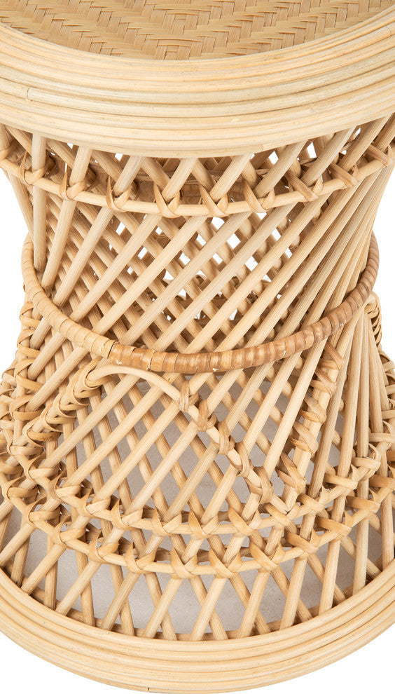 Coron Rattan Stool, Side Table/Planter Stand, Natural